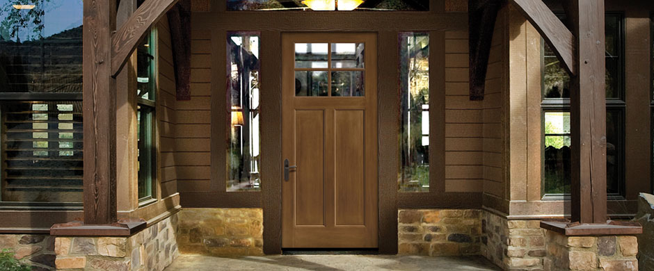 Craftsman Douglas Fir Wood 6 Lite Clear Glass Front Door